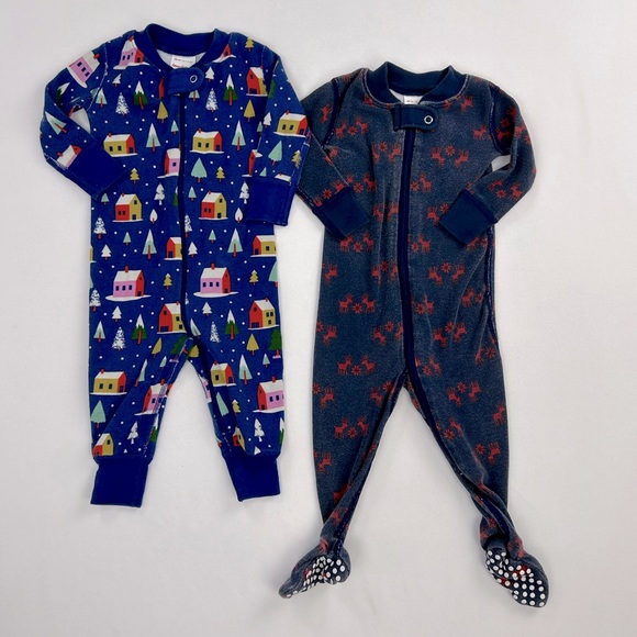 5 Piece Hanna Andersson Zip Up Sleeper Bundle Footless and Footsie 100% Organic - Picture 2 of 4